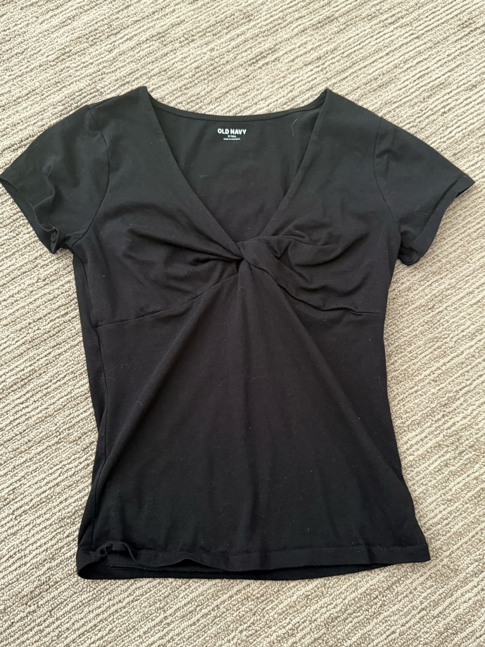 Old Navy Black Short Sleeve Twist-Front Tee